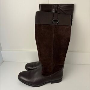 Bass Megan Brown Leather Knee High Riding Boots Equestrian Classic